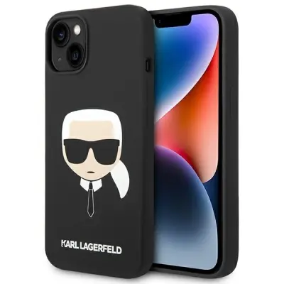 KARL LAGERFELD SILIKONSKI OVITEK KARL'S HEAD ZA MAGSAFE ZA IPHONE 14 PLUS ČRN