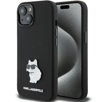 SILIKONSKI OVITEK CHOUPETTE KARL LAGERFELD ZA IPHONE 15 PLUS ČRN