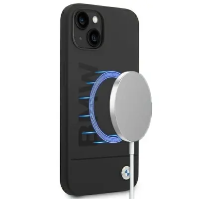 SILIKONSKI OVITEK LOGO S PODPISOM BMW ZA MAGSAFE ZA IPHONE 14 PLUS ČRN