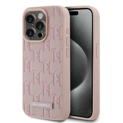 KARL LAGERFELD USNJEN OVITEK MONOGRAM ZA IPHONE 15 PRO MAX ROZA