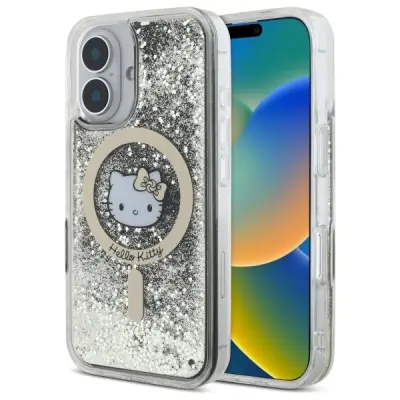 OVITEK HELLO KITTY LIQUID GLITTER FEVER ZA MAGSAFE OVITEK ZA IPHONE 16 ZLAT