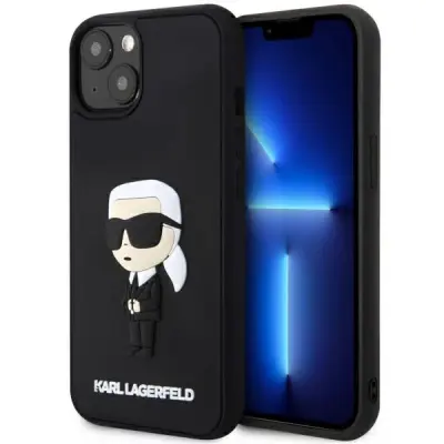 KARL LAGERFELD GUMIJASTI OVITEK IKONIK 3D ZA IPHONE 14 PLUS ČRN