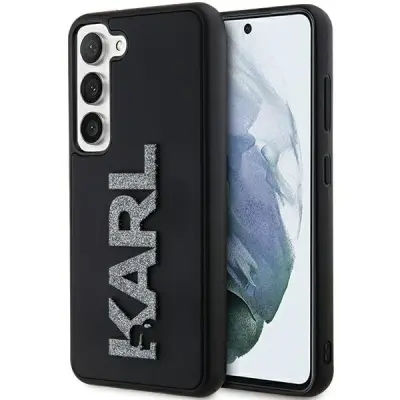 KARL LAGERFELD 3D GUMIJASTI OVITEK Z LOGO BLEŠČICAMI ZA SAMSUNG GALAXY S23+ ČRN