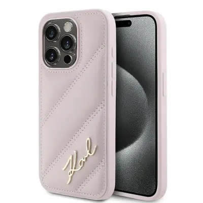 PREŠIT OVITEK KARL LAGERFELD DIAGONAL PREŠIT ZA IPHONE 15 PRO ROZA