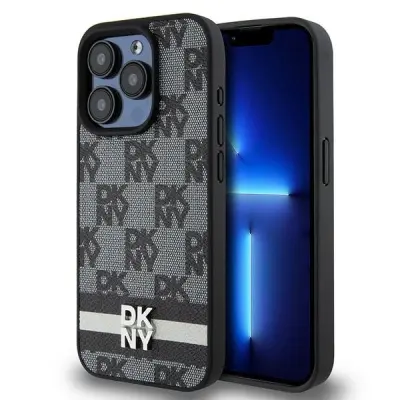 USNJEN OVITEK DKNY KARIRAN MONO ZA IPHONE 15 PRO ČRN