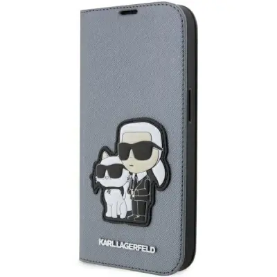 OVITEK KARL LAGERFELD SAFFIANO KARL&CHOUPETTE ZA IPHONE 14 PRO MAX - SREBRN