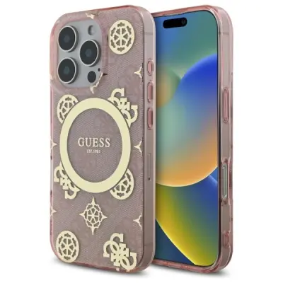 GUESS IML PEONY NA 4G ETUIJU ZA MAGSAFE ZA IPHONE 16 PRO MAX ROZA
