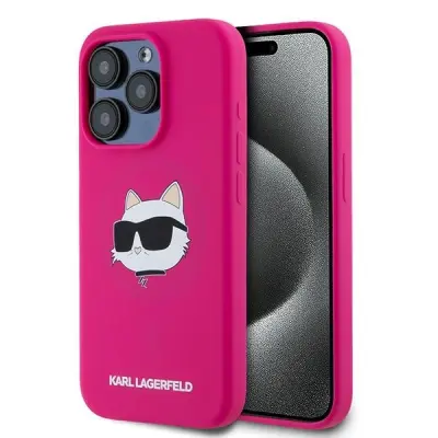 KARL LAGERFELD SILIKONSKI OVITEK CHOUPETTE HEAD ZA MAGSAFE ZA IPHONE 15 PRO ROZA