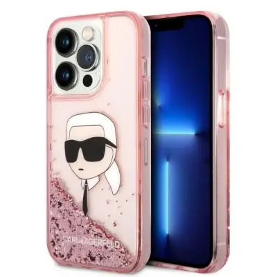 OVITEK GLITER KARL LAGERFELD KARL'S HEAD ZA IPHONE 14 PRO ROZA OVITEK