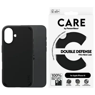 CARE BY PANZERGLASS FEATURE DOUBLE DEFENCE OVITEK ZA IPHONE 16 ČRN