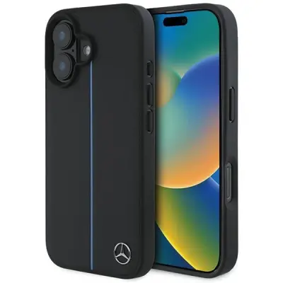 USNJENI OVITEK MERCEDES MB BLUE LINE ZA MAGSAFE ZA IPHONE 16 ČRN