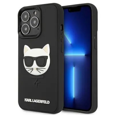 KARL LAGERFELD 3D GUMIJASTI OVITEK CHOUPETTE ZA IPHONE 13 PRO 13 ČRN
