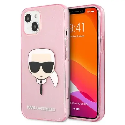 KARL LAGERFELD OVITEK Z BLEŠČICAMI KARL'S HEAD ZA IPHONE 13 MINI ROZA