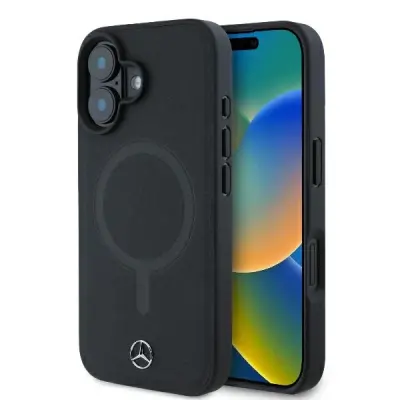 OVITEK MERCEDES GLADKO USNJE MAGSAFE ZA IPHONE 16 PLUS ČRN
