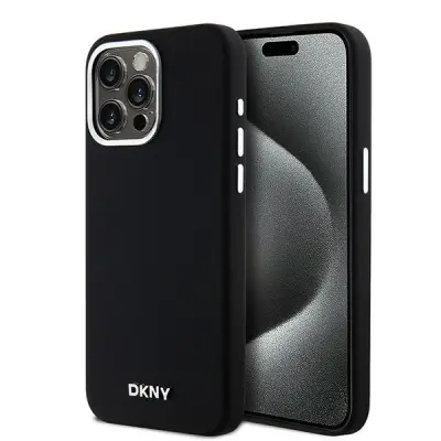DKNY TEKOČI SILIKONSKI OVITEK ZA MAGSAFE ZA IPHONE 15 PRO MAX - ČRN