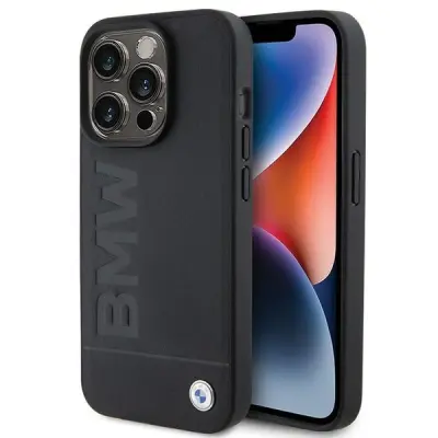 BMW OVITEK ZA MAGSAFE USNJE HOT STAMP ZA IPHONE 15 PRO BLACK CASE