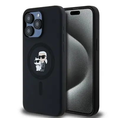 KARL LAGERFELD SILIKONSKI OVITEK RING MAGSAFE ZA IPHONE 15 PRO MAX ČRN