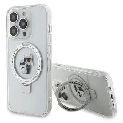 ETUI KARL LAGERFELD RING STAND KARL&CHOUPETTTE MAGSAFE NA IPHONE 13 PRO / 13 - BIAŁE