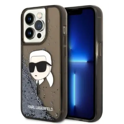 KARL LAGERFELD OVITEK Z BLEŠČICAMI KARL'S HEAD OVITEK ZA IPHONE 14 PRO MAX ČRN