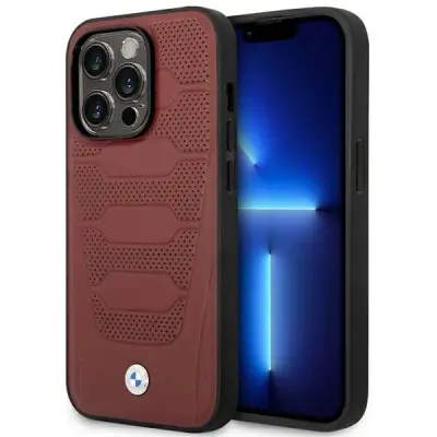 OVITEK BMW USNJENI SEDEŽI VZOREC ZA MAGSAFE ZA IPHONE 14 PRO BURGUNDY