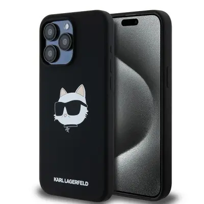 KARL LAGERFELD SILIKONSKI OVITEK CHOUPETTE HEAD ZA MAGSAFE ZA IPHONE 15 PRO ČRN