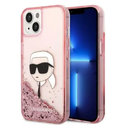 KARL LAGERFELD OVITEK Z BLEŠČICAMI KARL'S HEAD OVITEK ZA IPHONE 14 PLUS ROZA