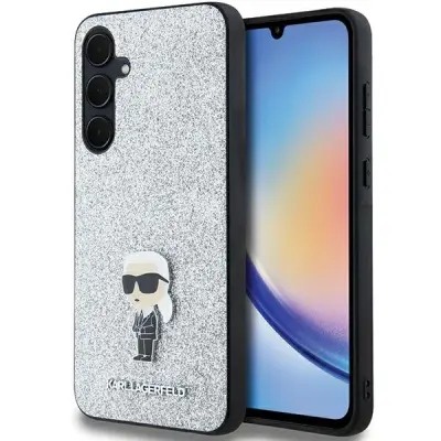 ETUI KARL LAGERFELD Z FIKSNIMI BLEŠČICAMI IKONIK LOGO KOVINSKI ZNAK ZA SAMSUNG GALAXY