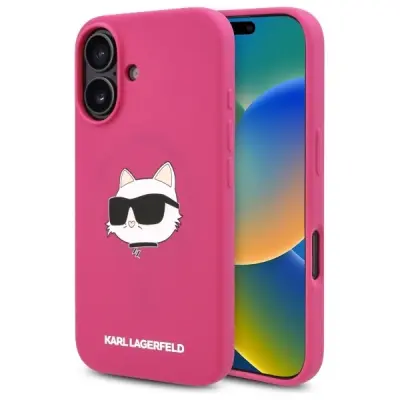 KARL LAGERFELD OVITEK SILIKON CHOUPETTE GLAVA ZA MAGSAFE ZA IPHONE 16 FUCHSIA