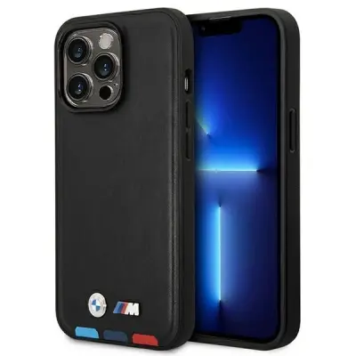 USNJENI OVITEK BMW TRICOLOR STAMP ZA MAGSAFE ZA IPHONE 14 PRO - ČRN