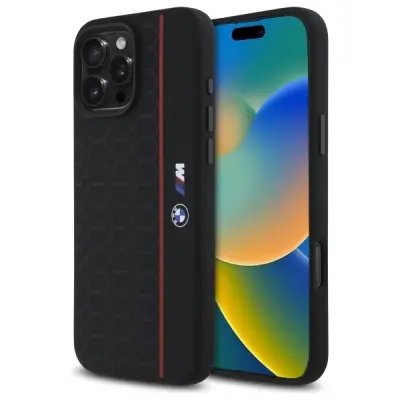 BMW SILIKONSKI OVITEK HEXAGON RED LINE ZA MAGSAFE OVITEK ZA IPHONE 16 PRO MAX
