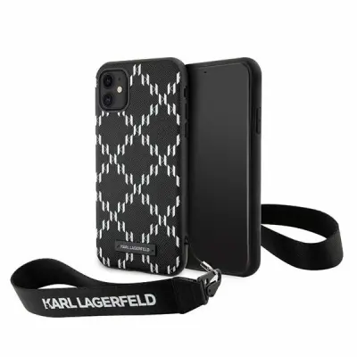 OVITEK KARL LAGERFELD MONOGRAM LOSANGE SAFFIANO ZA IPHONE 11 XR ČRN