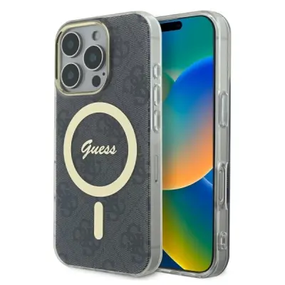 GUESS IML 4G ZA MAGSAFE OVITEK ZA IPHONE 16 PRO ČRN
