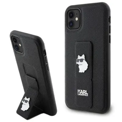 OVITEK KARL LAGERFELD GRIPSTAND SAFFIANO CHOUETTE PINS ZA IPHONE 11 XR ČRN