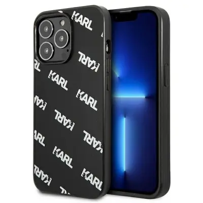 OVITEK KARL LAGERFELD ALLOVER CASE ZA IPHONE 13 PRO 13 ČRN