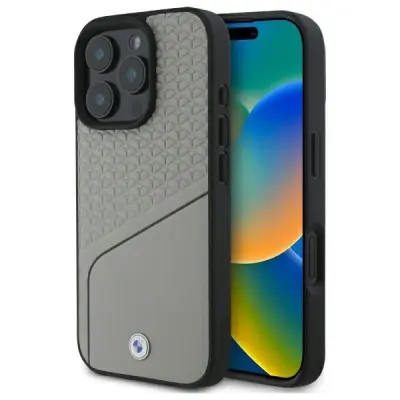 USNJENI OVITEK S TEKSTURO BMW SIGN ZA MAGSAFE OVITEK ZA IPHONE 16 PRO MAX SIVA