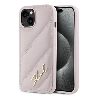 PREŠIT OVITEK KARL LAGERFELD DIAGONAL SCRIPT ZA IPHONE 14 15 13 ROZA