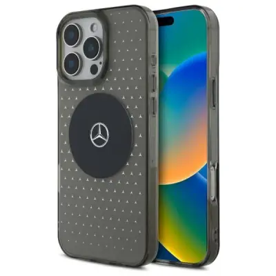 OVITEK MERCEDES MB Z VZORECEM ZVEZD ZA IPHONE 16 PRO ČRN