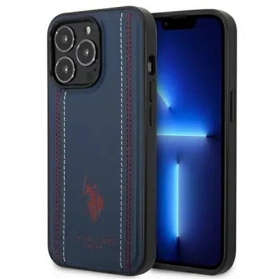 US POLO USHCP14XPFAV IPHONE 14 PRO MAX 6,7 GRANATOWY/NAVY BLUE LEATHER STITCH