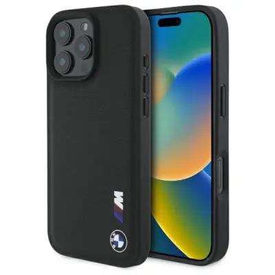 OVITEK BMW SMOOTH RUBBER LOGO CASE ZA IPHONE 16 PRO MAX ČRN