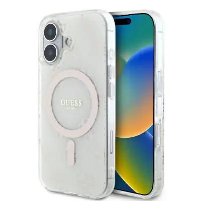 GUESS IML 4G OVITEK OZADJE ZA MAGSAFE ZA IPHONE 16 PLUS BEL OVITEK