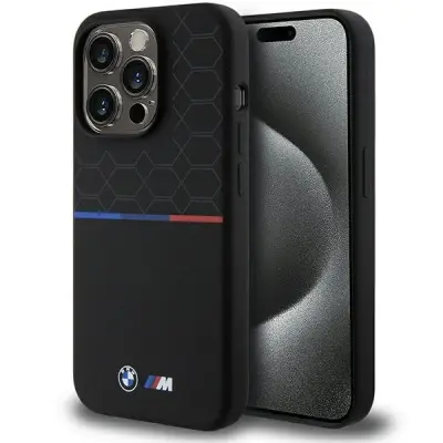 SILIKONSKI OVITEK Z VZORCEM BMW M ZA MAGSAFE ZA IPHONE 15 PRO ČRN OVITEK