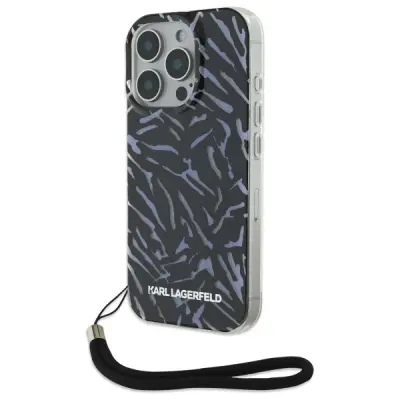 OVITEK ZEBRA KARL LAGERFELD Z VRVICAMI ZA IPHONE 16 PRO VIJOLIČEN