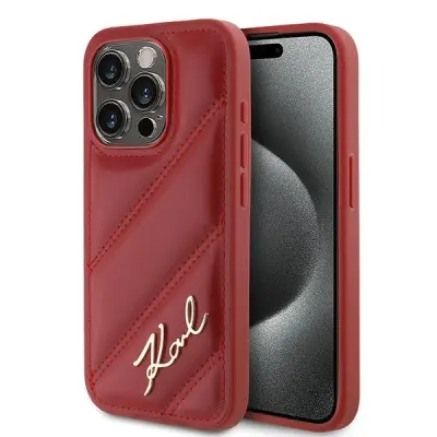 PREŠIT OVITEK KARL LAGERFELD DIAGONAL PREŠIT ZA IPHONE 15 PRO RDEČ