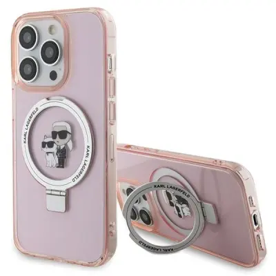 ETUI KARL LAGERFELD RING STAND KARL&CHOUPETTTE MAGSAFE DO IPHONE 15 PRO - RÓŻOWE