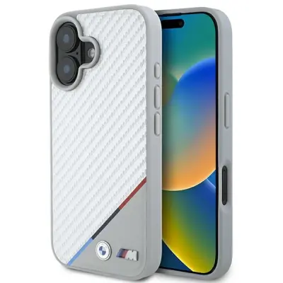 BMW M CARBON TRICOLOR LINE OVITEK ZA MAGSAFE OVITEK ZA IPHONE 16 SIVA