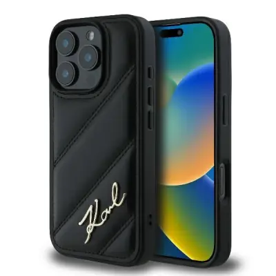 PREŠIT OVITEK SIGNATURE KARL LAGERFELD ZA IPHONE 16 PRO ČRN