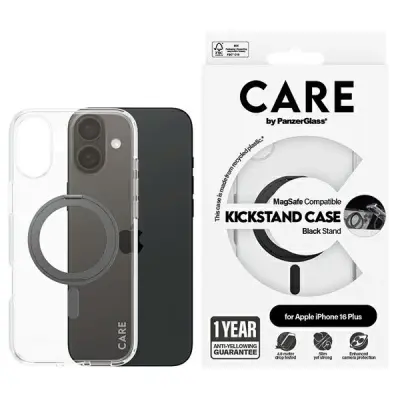 OVITEK CARE BY PANZERGLASS KICKSTAND Z ZA MAGSAFE ZA IPHONE 16 PLUS ČRN