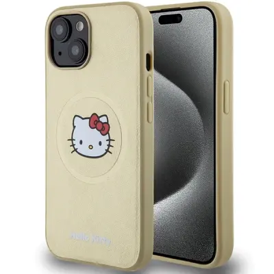 HELLO KITTY OVITEK USNJEN KITTY HEAD ZA MAGSAFE ZA IPHONE 15 ZLAT