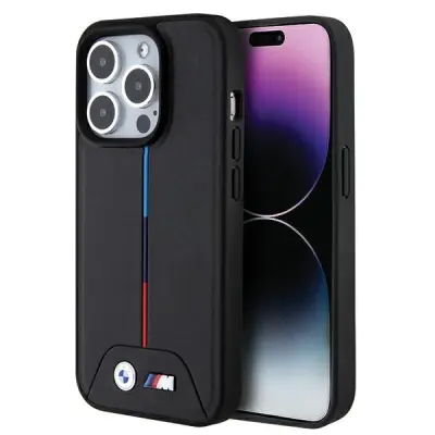 BMW PREŠIT TRIKOLOR OVITEK ZA MAGSAFE ZA IPHONE 15 PRO BLACK CASE COVER