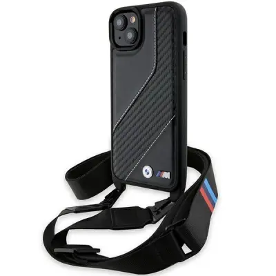 OVITEK BMW M EDITION CARBON STRIPE IN PAŠEK ZA IPHONE 15 PLUS 14 PLUS ČRN